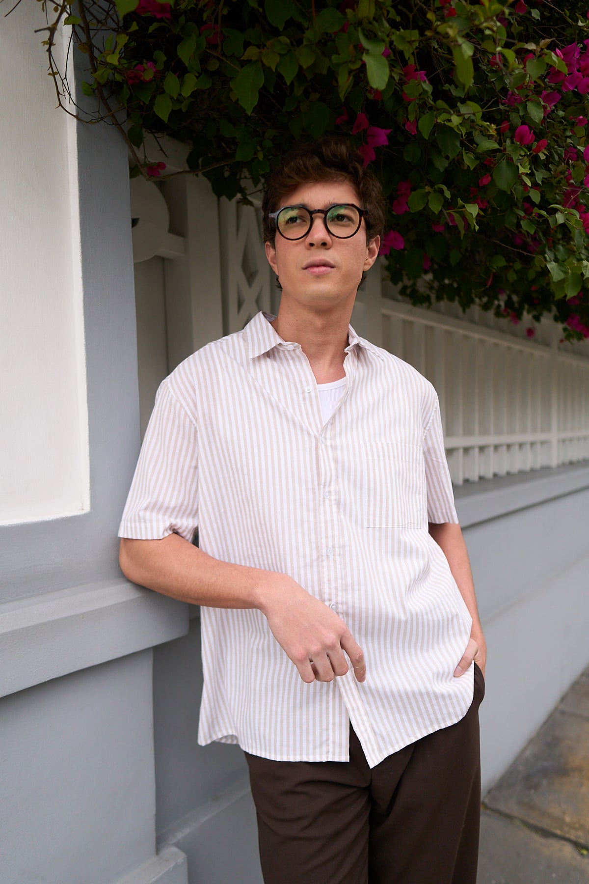 Camisa Kai rayas Beige